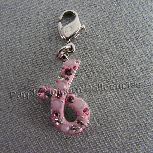Swarovski Crystal Pink Hope Charm (Breast Cancer Awareness Pink Ribbon Charm) - Picture 1 of 4